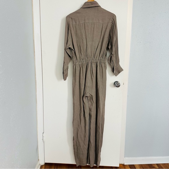 Zara Studio Collection Linen Gray Cargo Jumpsuit size S - Picture 6 of 15